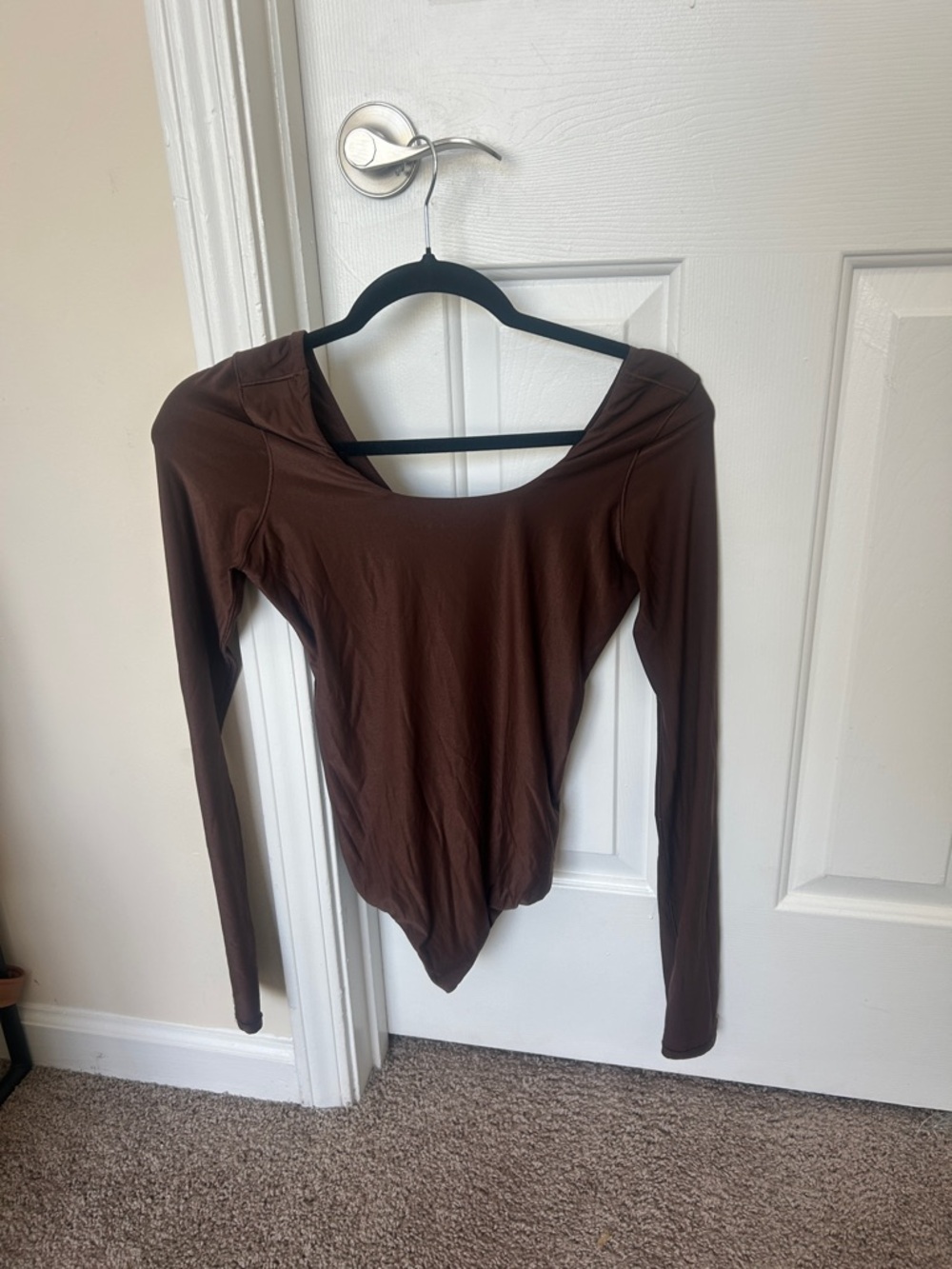 Aerie Long Sleeve Brown Scoop Neck Bodysuit